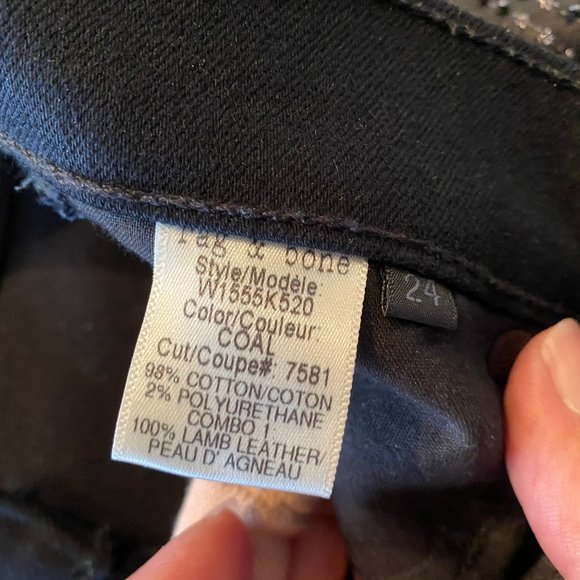 💰 5 FOR $40 / RAG AND BONE (SZ 24) LEATHER & BEADED SIDE DETAIL - Picture 7 of 7
